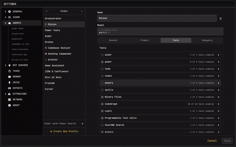Agent Settings - Use Skills Tools