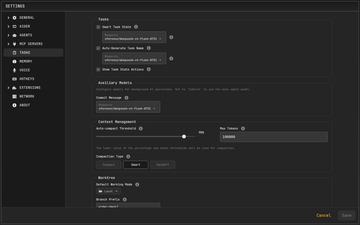 Auto-compaction settings