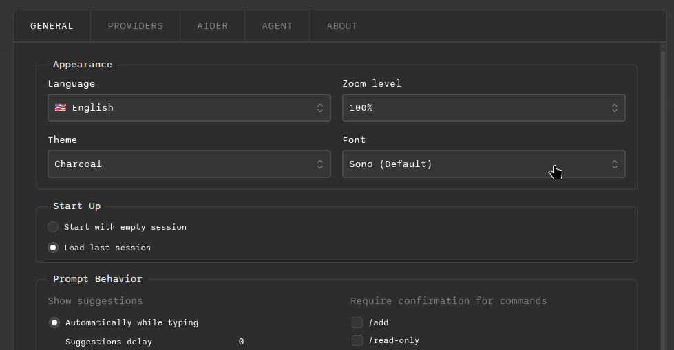 Font Selection Interface