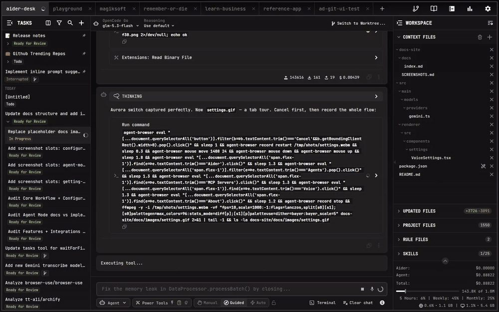 Settings window with tab navigation