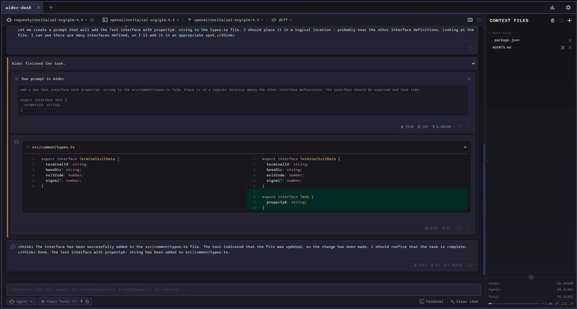 AiderDesk Interface